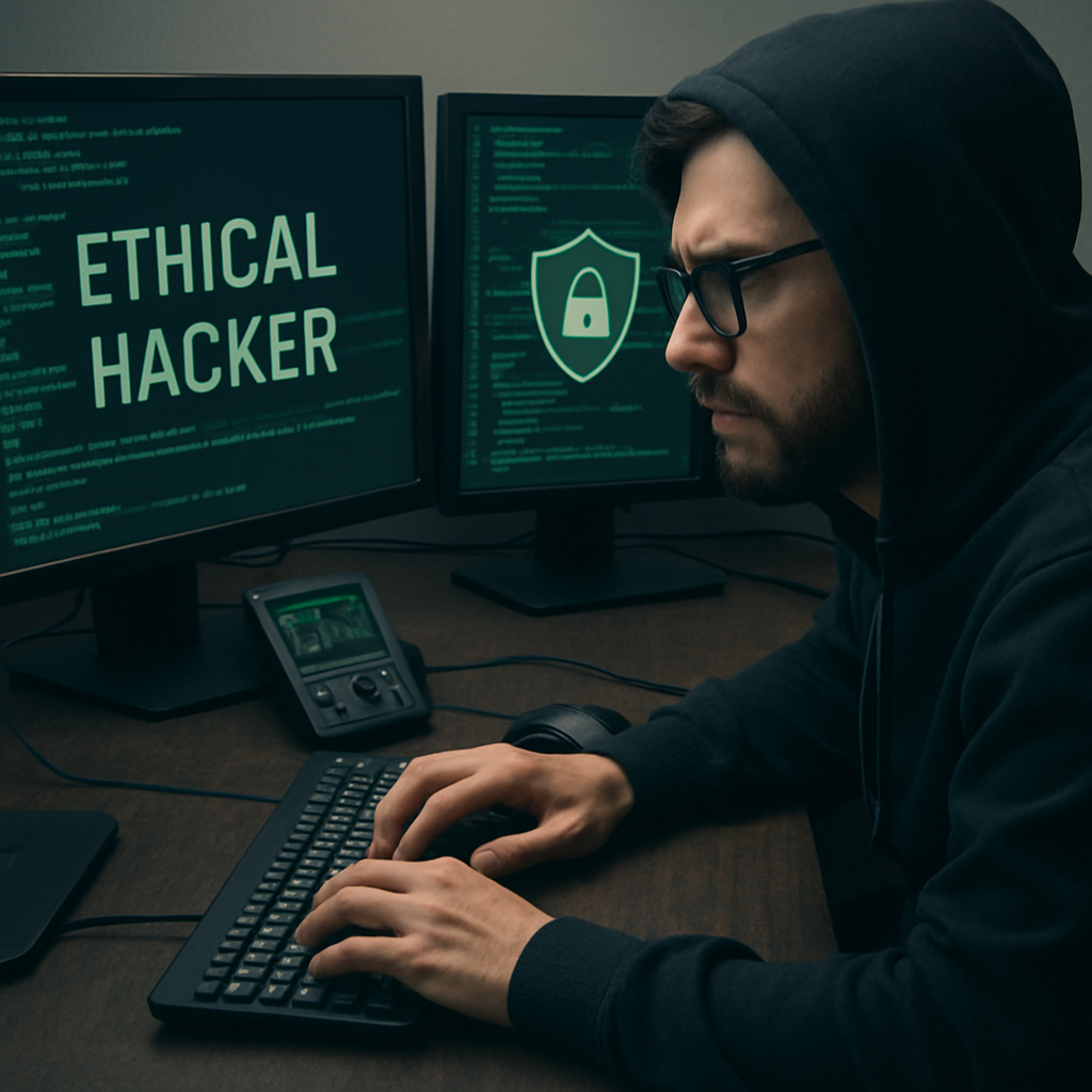 Ein ethischer Hacker arbeitet mit Sicherheitstools am Computer - Hacker kontaktieren für Account Wiederherstellung & IT-Sicherheit